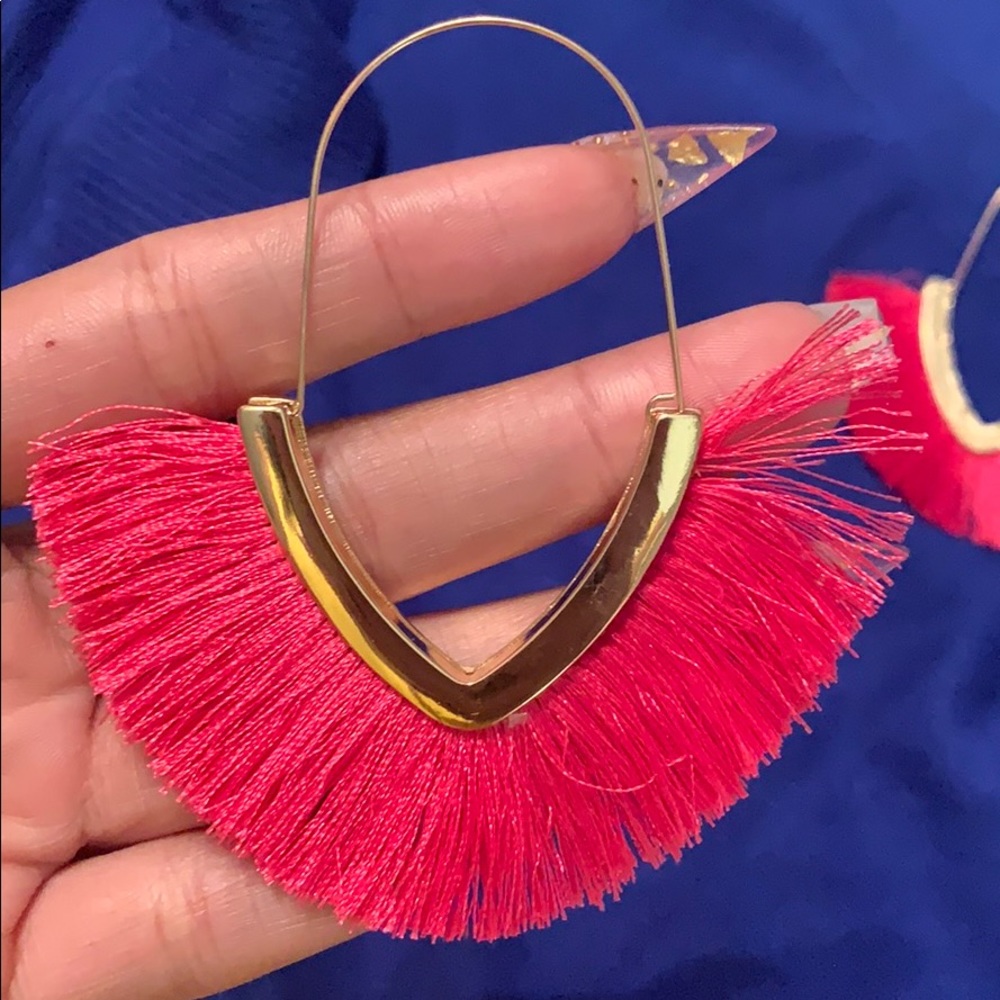 PINK AND GOLD TASSLE EARRINGS